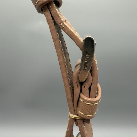 Prada Nylon Floral Applique Shoulder Bag Pink Beige Made in Italy - Picture 7 of 16